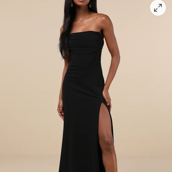 Lulu's Black Strapless Gown - Picture 2 of 8